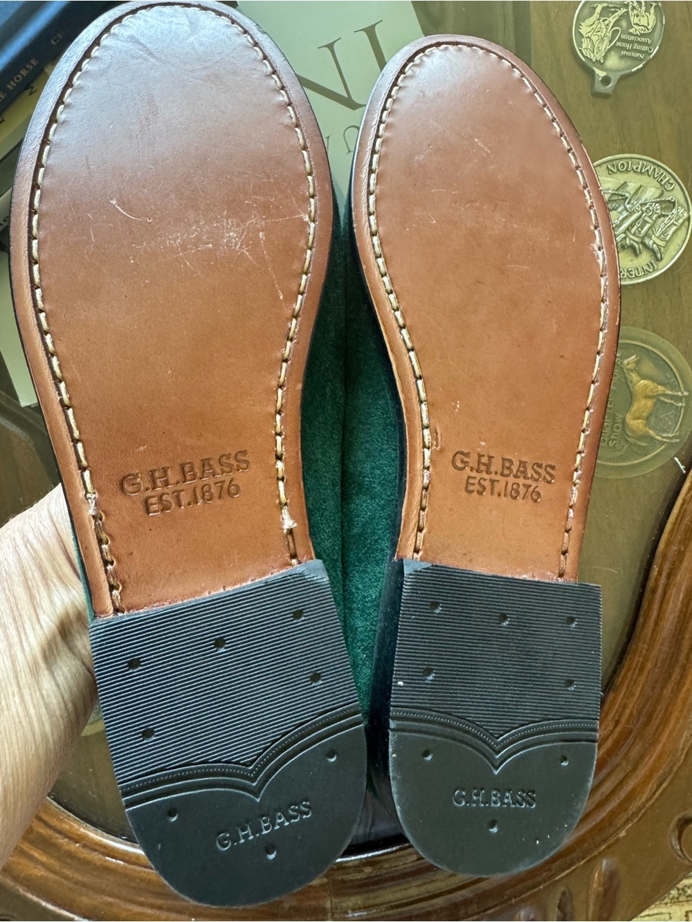 Bass and Madewell Weejuns Forest Green Suede Sz 8 - Picture 3 of 9